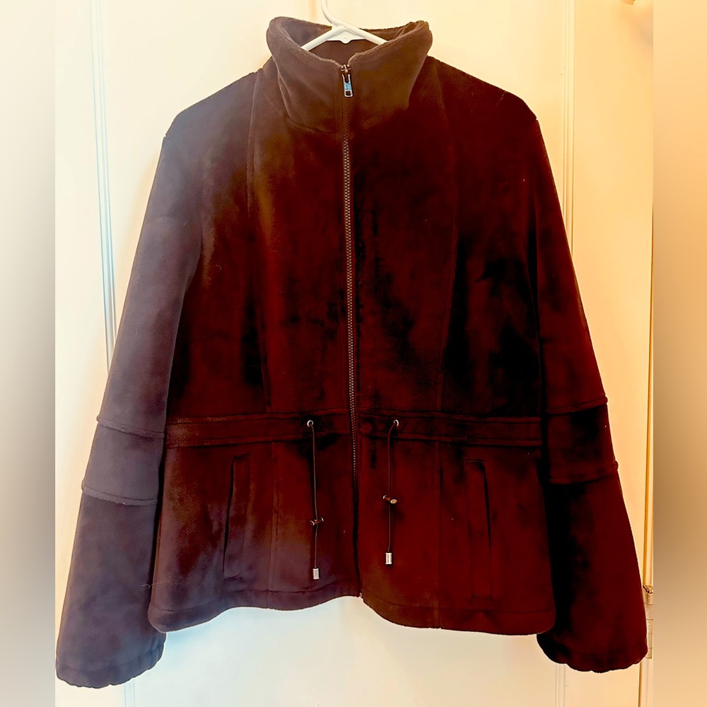 Kristen Blake Plush Fleece Coat in Black. NWOT. Fabulous and Warm!